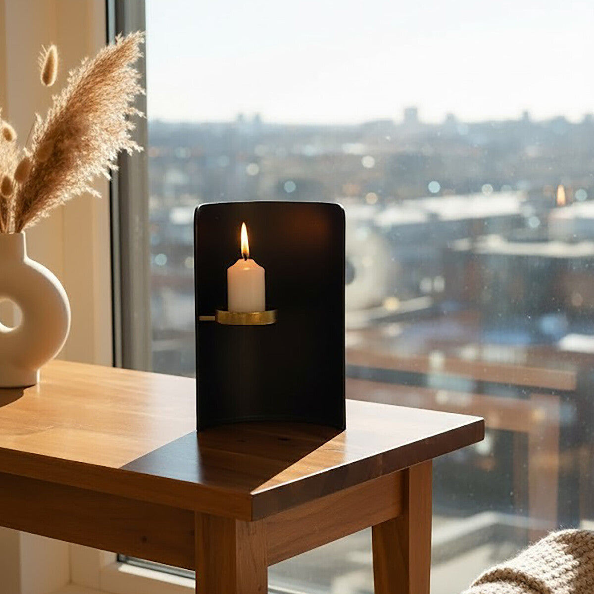 Daito Black and Gold Finish Candle Holder