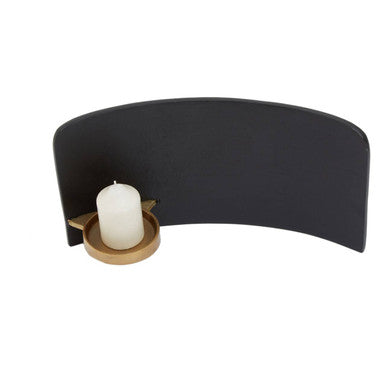 Daito Black and Gold Finish Aluminium Candle Holder