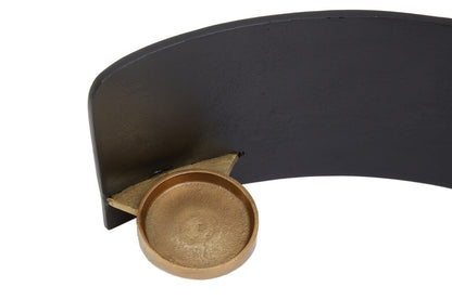 Daito Black and Gold Finish Aluminium Candle Holder