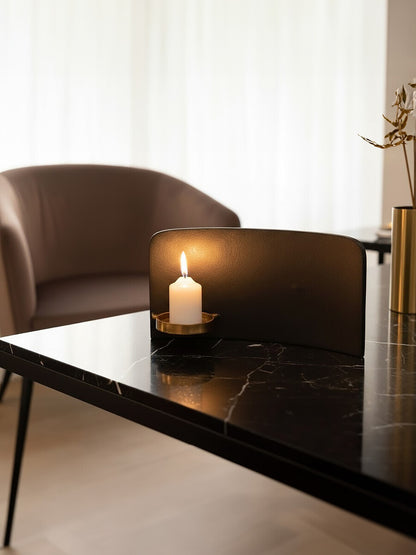 Daito Black and Gold Finish Aluminium Candle Holder