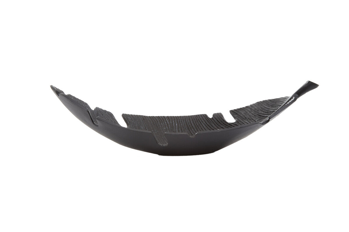 Prato Black Finish Curved Leaf Dish