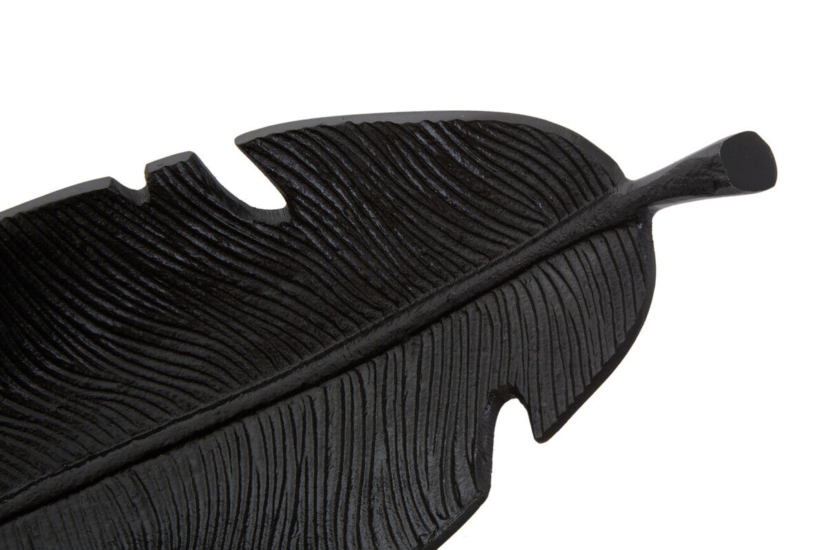 Prato Black Finish Curved Leaf Dish