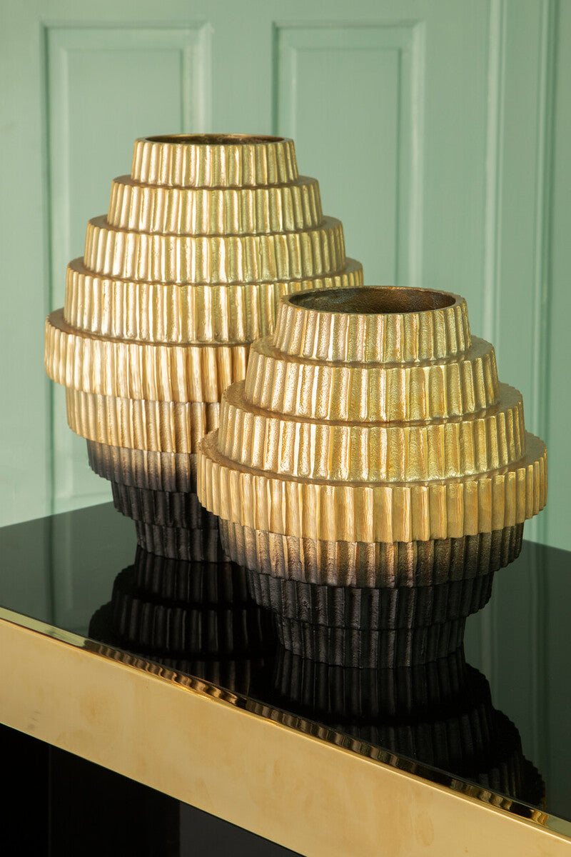 Deomali Large Ombre Gold and Black Vase