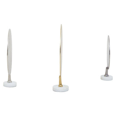Elias Set Of 3 Hammered Metal Disc Sculptures with Marble Base - Image 5
