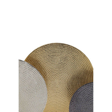 Elias Set Of Three Gold Silver And Black Hammered Metal Sculptures