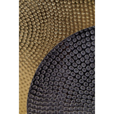 Elias Set Of Three Gold Silver And Black Hammered Metal Sculptures