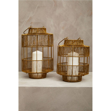 Enzo Large Gold Wire Lantern