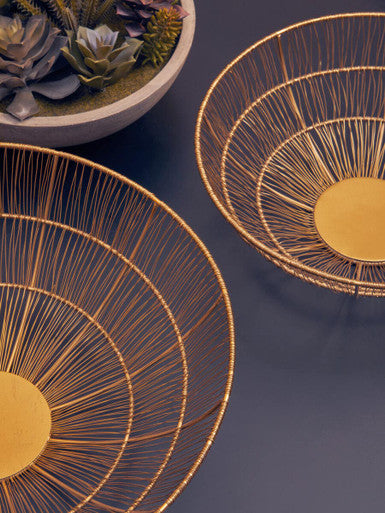 Enzo Set Of Two Gold Wire Bowls