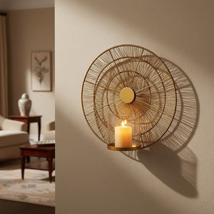 Gold Wire Wall Sconce Candle Holder | Enzo
