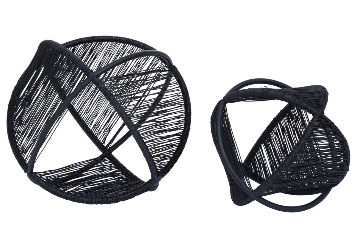 Enzo Set Of Two Black Wire Ball Ornaments - Image 1