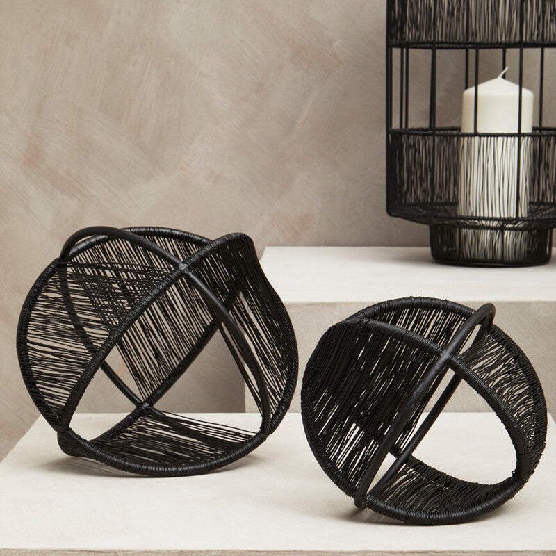 Enzo Set Of Two Black Wire Ball Ornaments - Image 2