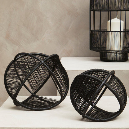 Enzo Set Of Two Black Wire Ball Ornaments - Image 2