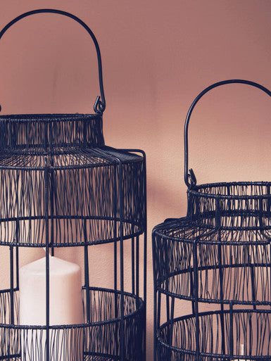 Enzo Large Black Wire Lantern