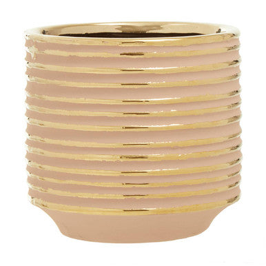 Haldis Blush Pink and Gold Small Ceramic Planter