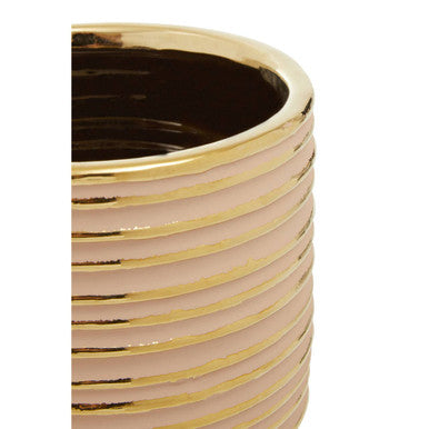 Haldis Blush Pink and Gold Small Ceramic Planter