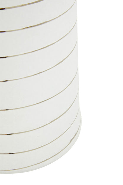 Haldis Large White Silver Stripe Ceramic Vase