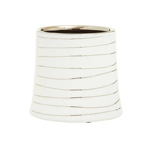 Haldis Small White and Silver Ceramic Planter
