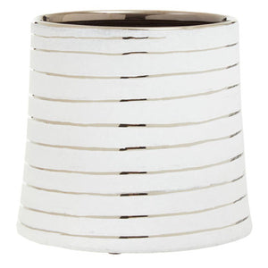 Haldis Large White and Silver Ceramic Planter