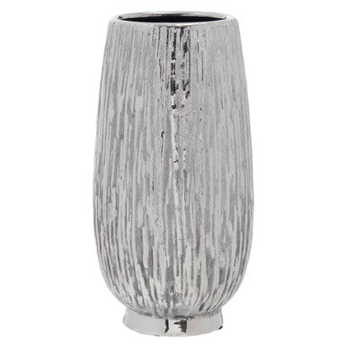 Gray textured vase on a white background