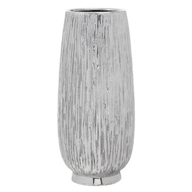 Silver textured vase on a white background