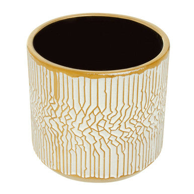 Honna Small White Gold Ceramic Planter