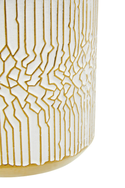 Honna Small White Gold Ceramic Planter