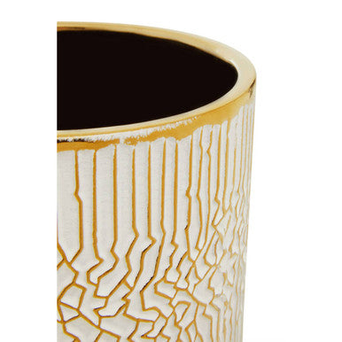 Honna Small White Gold Ceramic Planter