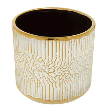 Honna Large White Gold Ceramic Planter