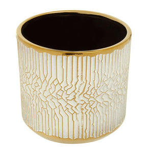 Honna Large White Gold Ceramic Planter