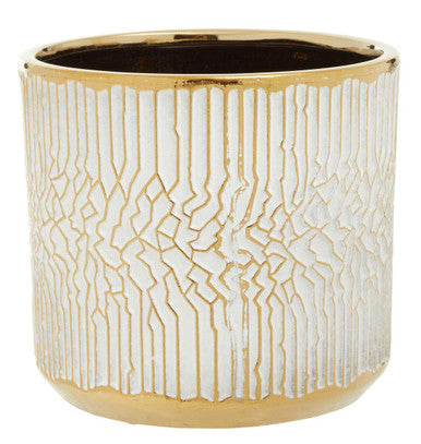 Honna Large White Gold Ceramic Planter