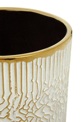Honna Large White Gold Ceramic Planter