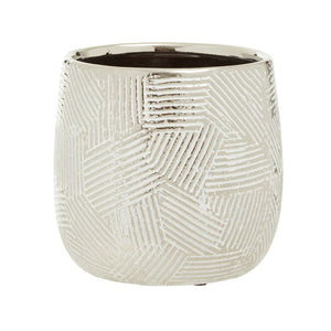 Small White Silver Ceramic Planter | Honna