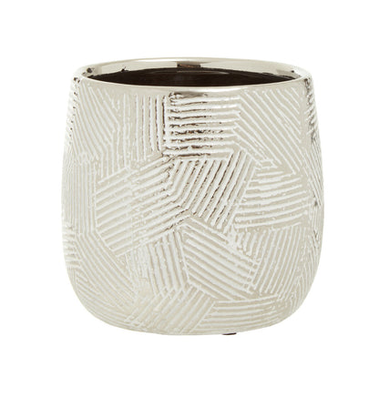 White textured ceramic planter on a white background
