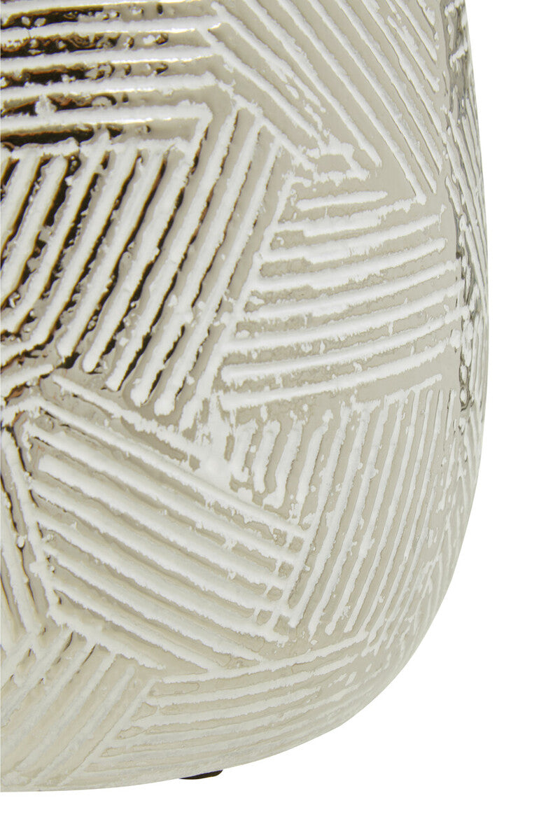 Honna Small White Silver Ceramic Planter