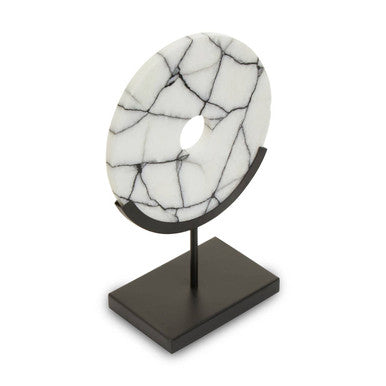 Marmara Marble Sculpture On Iron Stand
