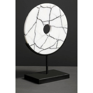 Marmara Marble Sculpture On Iron Stand