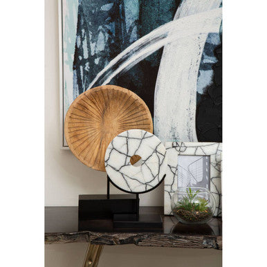 Marmara Marble Sculpture On Iron Stand