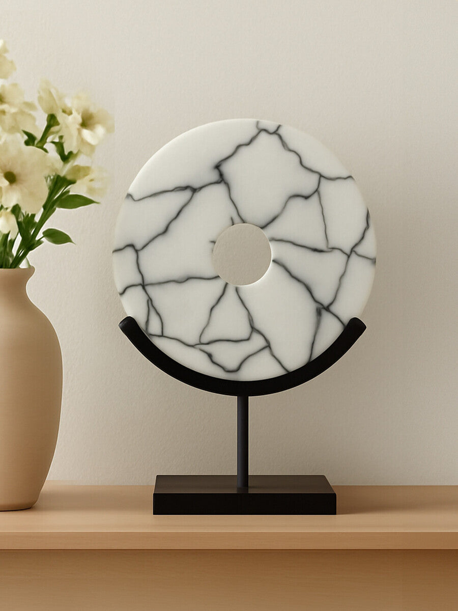 Marmara Marble Sculpture On Iron Stand - Image 7