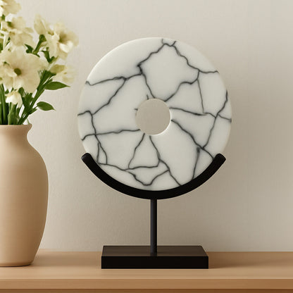 Marmara Marble Sculpture On Iron Stand