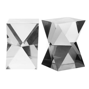 Carrie Set Of 2 Crystal Geometric Bookends in Grey Finish