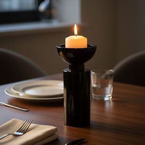 Small Black Crystal Candle Holder | Carrie