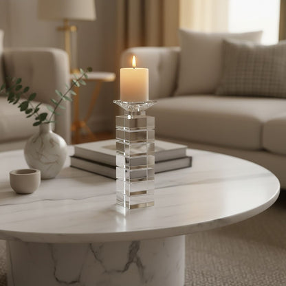 Carrie Clear Finish Large Candle Holder