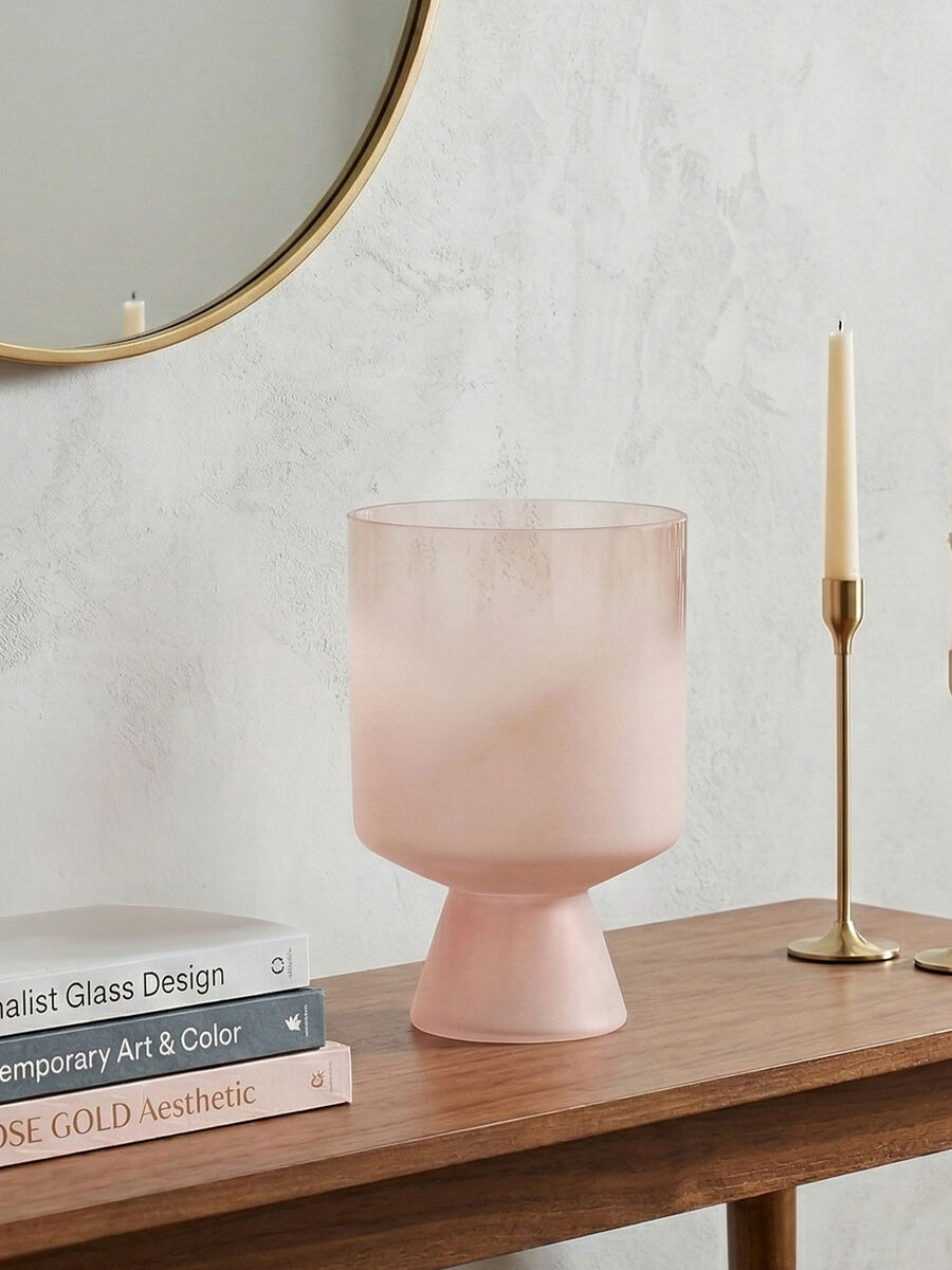 Baila Large Matte Pink Glass Vase