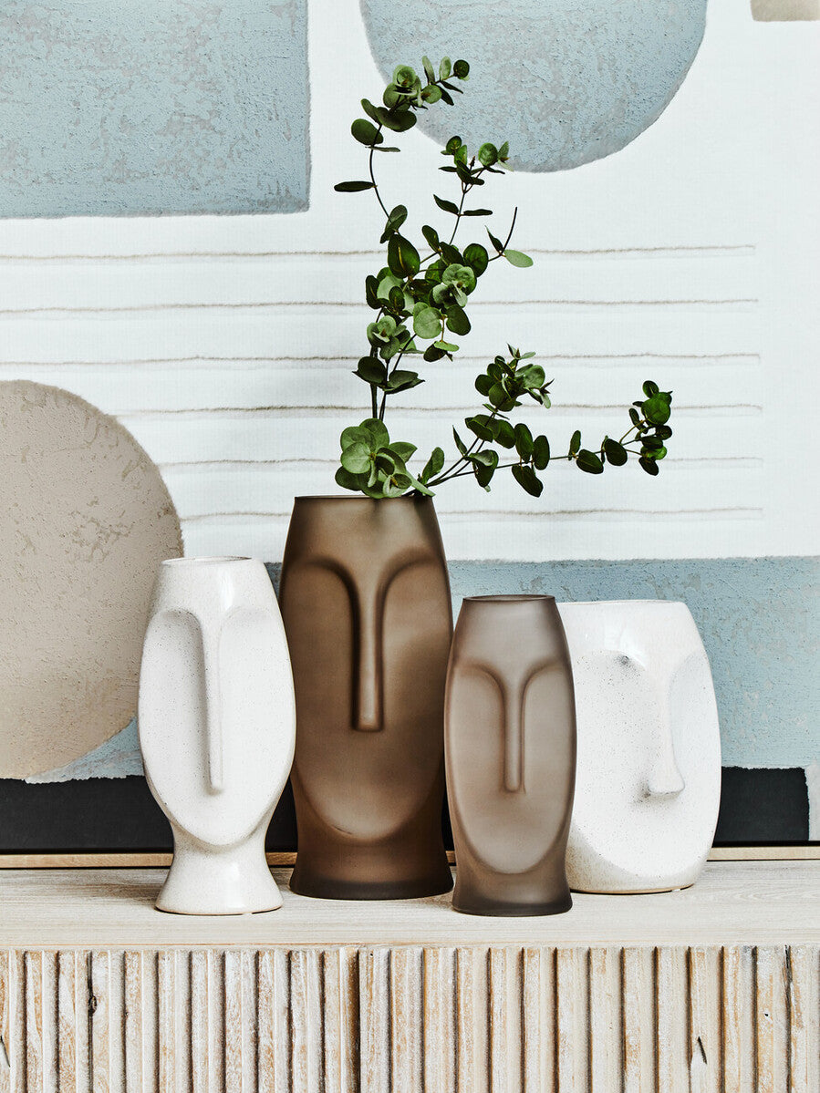 Viso Grey Small Face Design Vase