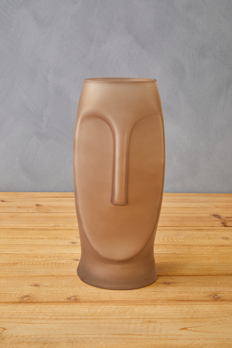 Viso Smoked Grey Large Face Design Vase