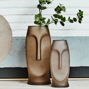 Smoked Grey Large Face Design Vase | Viso