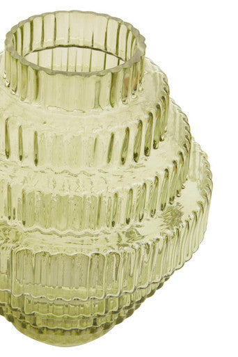 Benka Small Green Ribbed Glass Vase - Image 7