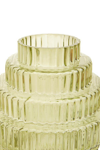 Benka Small Green Ribbed Glass Vase - Image 9