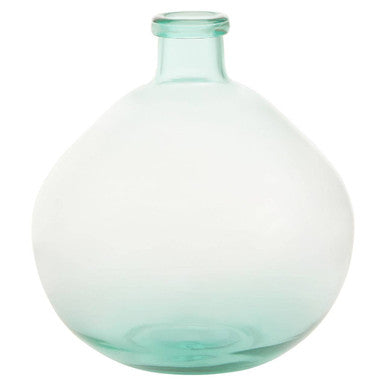 Turquoise glass vase on a white background