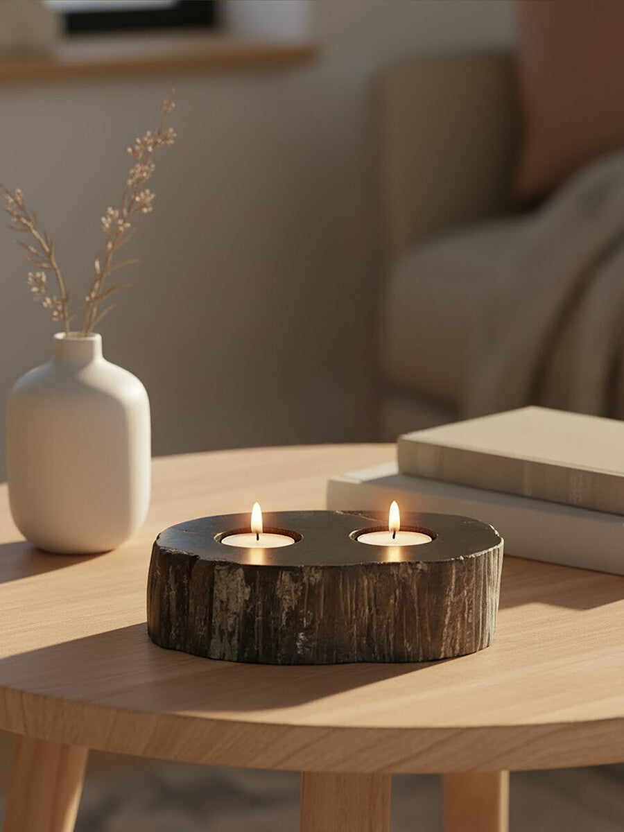 Relic Petrified Wood 2 Tealight Holder